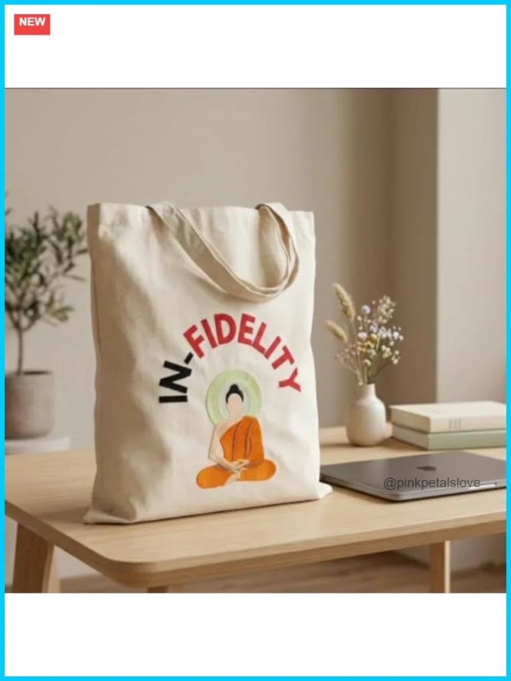 100% Cotton Canvas Tote - Embroidered Reusable Grocery Shopping Bag